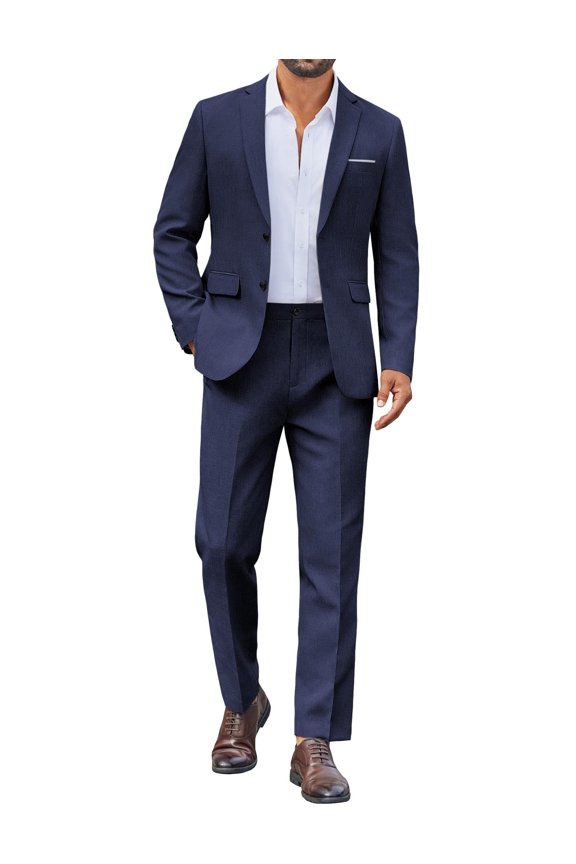 Men's 2 Piece Suit Slim Fit Suits for Men Two Button Blazer Formal Business Jacket Suit for Wedding Prom Dinner