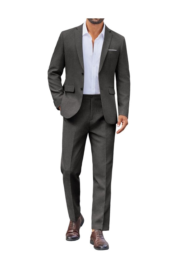 Men's 2 Piece Suit Slim Fit Suits for Men Two Button Blazer Formal Business Jacket Suit for Wedding Prom Dinner