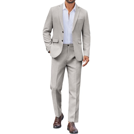 COOFANDY Men's 2 Piece Suit Slim Fit Suits for Men Two Button Blazer Formal Business Jacket Suit for Wedding Prom Dinner