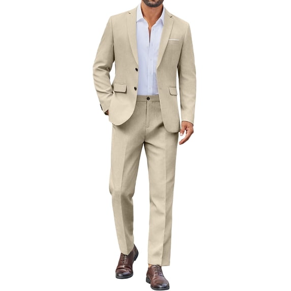 COOFANDY Men's 2 Piece Suit Slim Fit Suits for Men Two Button Blazer Formal Business Jacket Suit for Wedding Prom Dinner