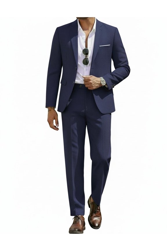 Men's 2 Piece Suits Classic Fit 2 Button Casual Suits Sets Blazer Jacket and Dress Pants for Wedding Business Prom