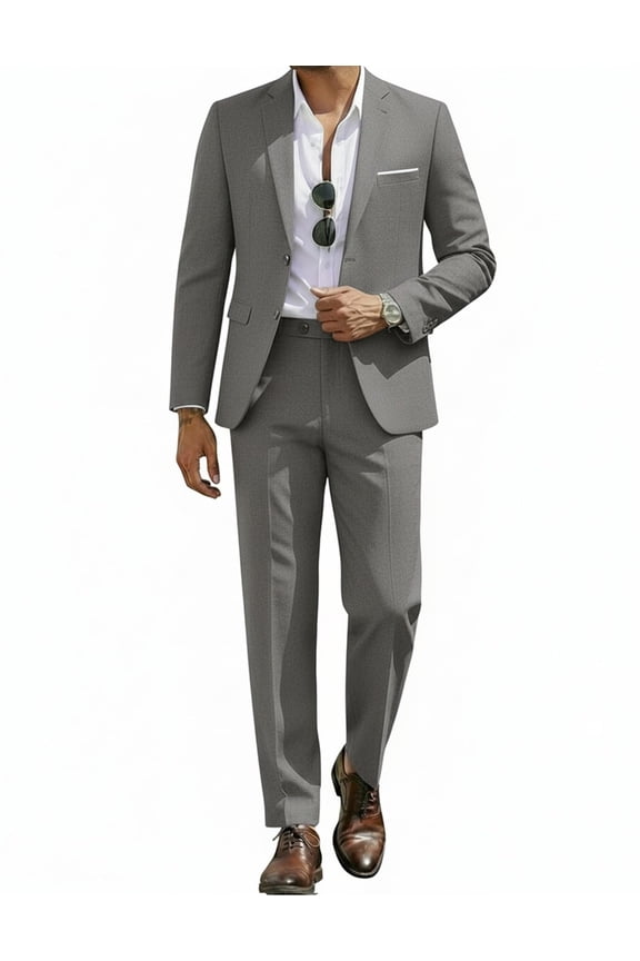 Men's 2 Piece Suits Classic Fit 2 Button Casual Suits Sets Blazer Jacket and Dress Pants for Wedding Business Prom