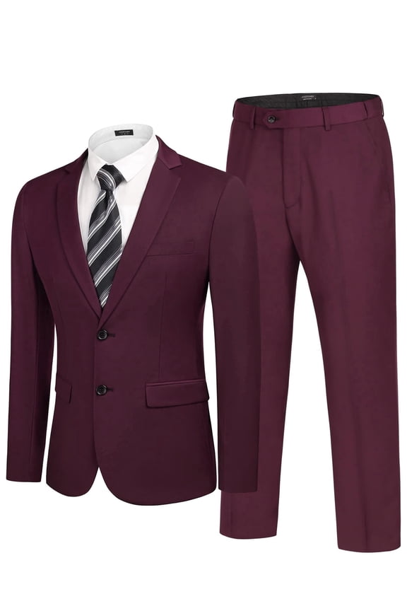 Men's 2 Piece Suits Classic Fit 2 Button Dress Suits Tuxedo Jacket Blazer Suit for Wedding Dinner Prom