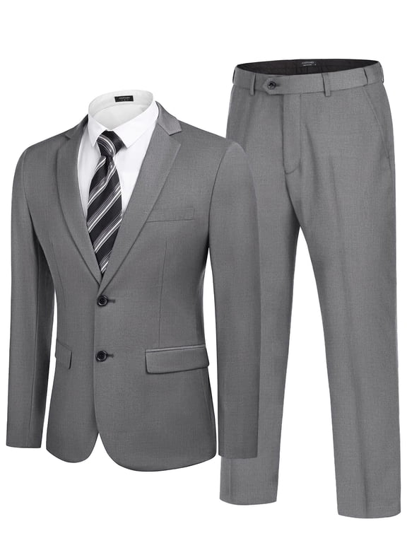 Men's 2 Piece Suits Classic Fit 2 Button Dress Suits Tuxedo Jacket Blazer Suit for Wedding Dinner Prom