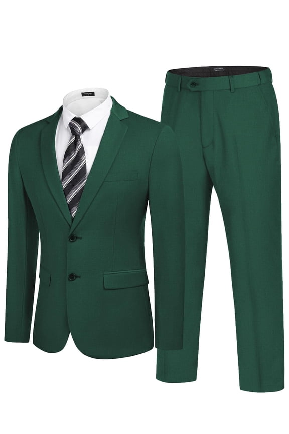 Men's 2 Piece Suits Classic Fit 2 Button Dress Suits Tuxedo Jacket Blazer Suit for Wedding Dinner Prom