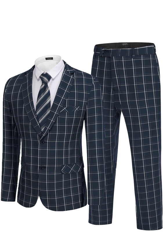 Men's 2 Piece Suits Classic Fit 2 Button Dress Suits Tuxedo Jacket Blazer Suit for Wedding Dinner Prom