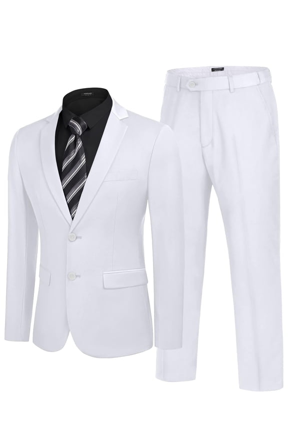 Men's 2 Piece Suits Classic Fit 2 Button Dress Suits Tuxedo Jacket Blazer Suit for Wedding Dinner Prom