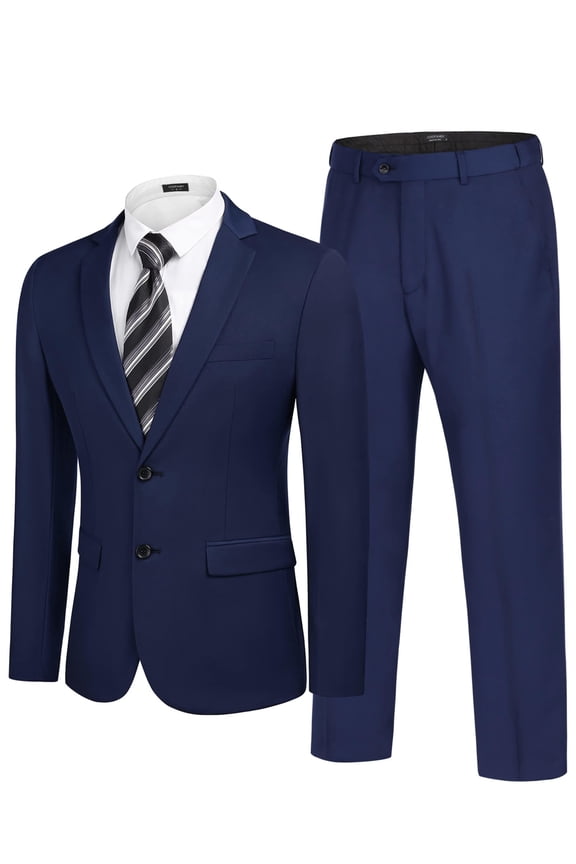 Men's 2 Piece Suits Classic Fit 2 Button Dress Suits Tuxedo Jacket Blazer for Wedding Business Dinner Prom