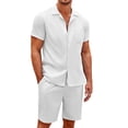thumbnail image 1 of COOFANDY Men's 2 Pieces Casual Beach Outfits Short Sleeve Button Down Shirts Summer Short Set, 1 of 13