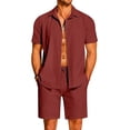 thumbnail image 1 of COOFANDY Men's Cotton Linen Sets Short Sleeve Button Down Shirts Summer Beach Shorts Outfits Matching Swim Set Beach Attire, 1 of 4