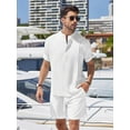 thumbnail image 1 of COOFANDY Men's 2 Pieces Linen Set Henley Shirt Short Sleeve and Shorts Summer Beach Yoga Matching Outfits W M, 1 of 4