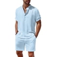 thumbnail image 1 of COOFANDY Men's 2 Pieces Linen Set Henley Shirt Short Sleeve and Shorts Summer Beach Yoga Matching Outfits, 1 of 7