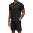 thumbnail image 1 of COOFANDY Men's 2 Pieces Outfits Casual Quarter Zip Polo T Shirt and Shorts Set Athletic Jogging Summer Tracksuit, 1 of 5