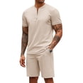 thumbnail image 1 of COOFANDY Men's 2 Pieces Outfits Casual Quarter Zip Polo T Shirt and Shorts Set Athletic Jogging Summer Tracksuit, 1 of 6
