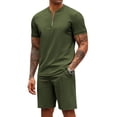thumbnail image 1 of COOFANDY Men's 2 Pieces Outfits Casual Quarter Zip Polo T Shirt and Shorts Set Athletic Jogging Summer Tracksuit, 1 of 6
