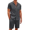 thumbnail image 1 of COOFANDY Men's 2 Pieces Short Set Short Sleeve Button Down Shirts Casual Beach Outfits, 1 of 6
