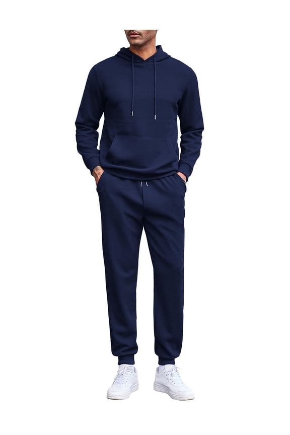 Men's Tracksuits 2 Pieces Waffle Hoodies Sweatsuit Sets Sports Jogging Suit Set