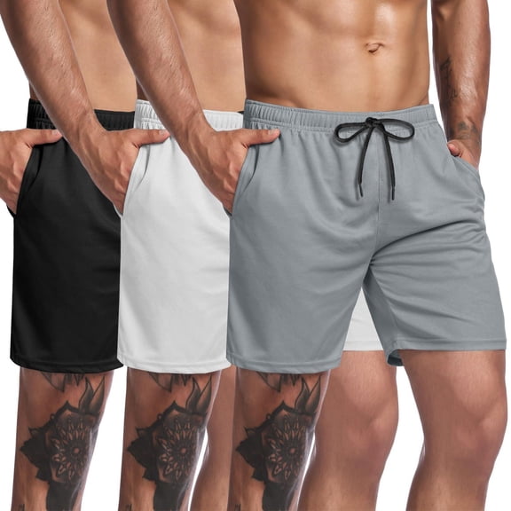 COOFANDY Men's 3 Pack Workout Running Shorts Lightweight Athletic Mesh Shorts Gym Weightlifting Squatting Pants Training Bodybuilding Jogger with Pocket