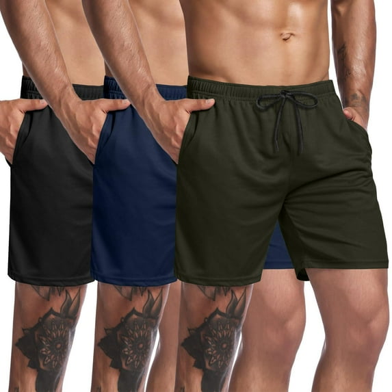 COOFANDY Men's 3 Pack Gym Fitted Shorts Workout Athletic Short Pants Training Bodybuilding Jogger with Pocket