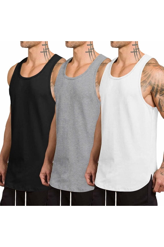 Men's 3 Pack Quick Dry Workout Tank Top Gym Muscle Tee Fitness Bodybuilding Sleeveless T Shirt