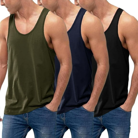 COOFANDY Men's 3 Pack Tank Tops Cotton Performance Sleeveless Casual Classic T Shirts