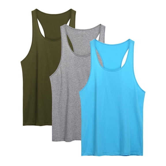 COOFANDY Men's 3 Pack Tank Tops Cotton Performance Sleeveless Casual Classic T Shirts