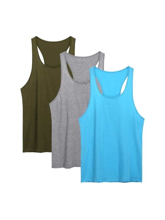 Men's 3 Pack Tank Tops Cotton Performance Sleeveless Casual Classic T Shirts