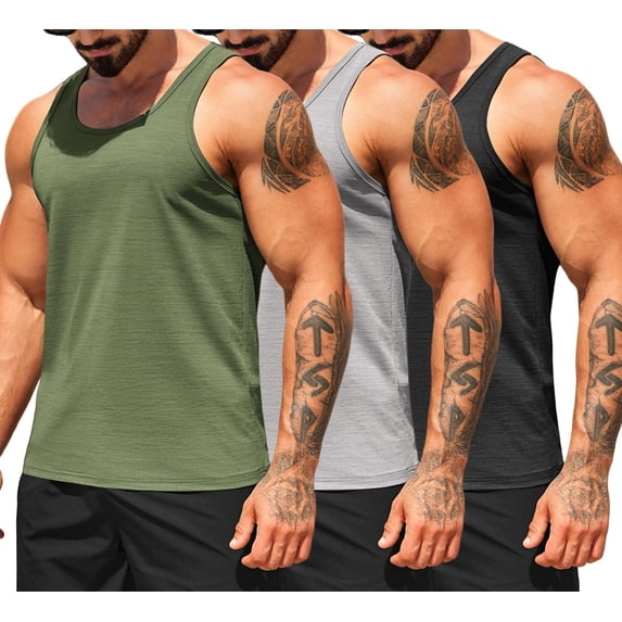 COOFANDY Men's 3 Pack Workout Tank Tops Gym Athletic Sleeveless T-Shirts Fitness Bodybuilding Muscle Shirt