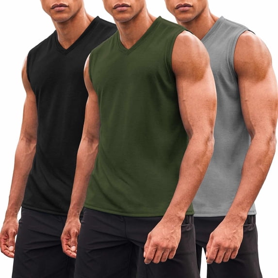 COOFANDY Mens Gym Workout Tank Tops Sleeveless V Neck T Shirts 3 Pack Muscle Basketball Tee Shirt