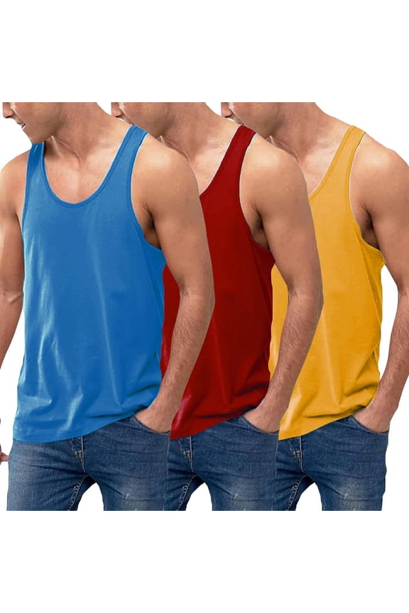 Men's 3 Pack Gym Tank Tops Y-Back Workout Muscle Tee Fitness Bodybuilding T Shirts