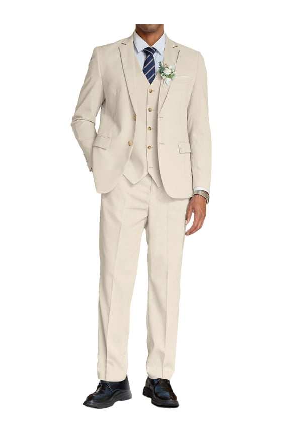 Men's 3 Piece Suits Classic Fit 2 Button Dress Suits Tuxedo Jacket Blazer for Wedding Business Dinner Prom