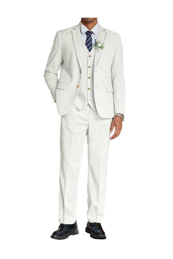 Men's 3 Piece Suits Classic Fit 2 Button Dress Suits Tuxedo Jacket Blazer for Wedding Business Dinner Prom