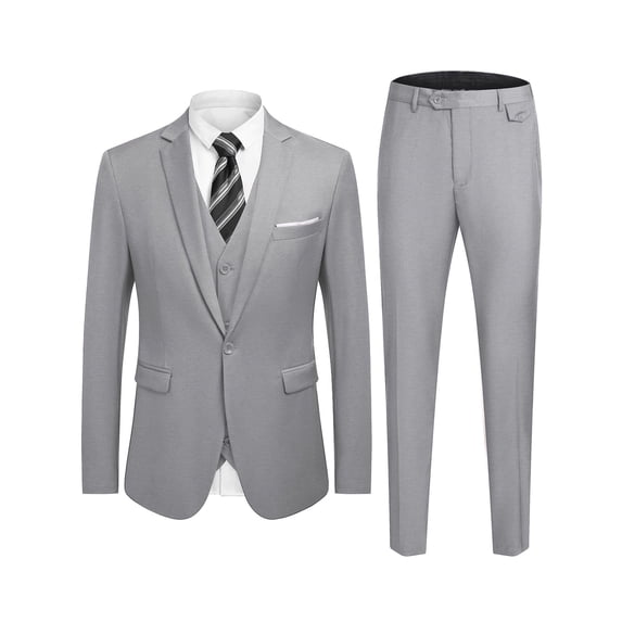 COOFANDY Men's 3 Piece Slim Fit Suit Set One Button Jacket Blazer Vest Pants Set Wedding Formal Prom Business Tuxedo Suits