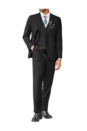 Men's 3 Pieces Suits Regular Fit 2 Buttons Dress Suit Set Wedding Business Dinner Prom Jacket Vest Pants