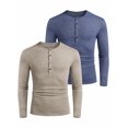 thumbnail image 1 of COOFANDY Men's 2 Pack Henley Shirts Long Sleeve Slim Fit Casual T-Shirt Lightweight Button Soild Basic Tees, 1 of 10