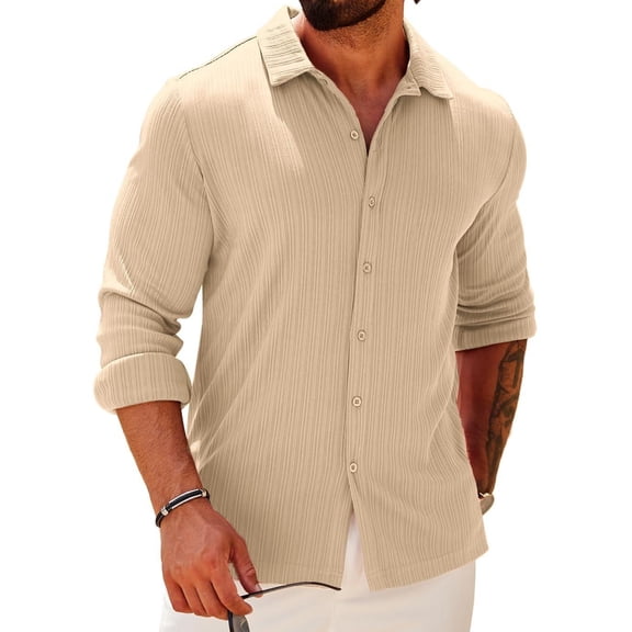 COOFANDY Men's Muscle Shirt Slim Fit 2024 Fall Winter Long Sleeve Dress Shirt Button Down Tapered Business Casual Shirts for Men