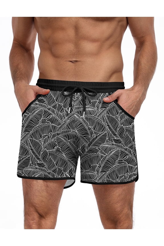 Men's Bathing Suit Color Block Swimming Trunks Athletic Swim Short Swimsuit Swimwear Beach Shorts