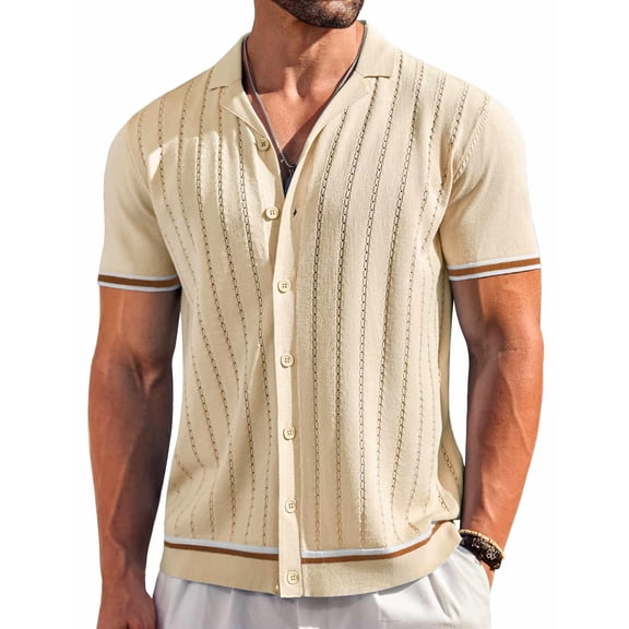 COOFANDY Men's Beach Summer Shirt Stretch Shirt Novelty Button Down Shirts Vacation Shirts