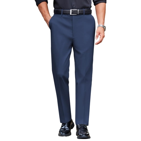 COOFANDY Men's Big and Tall Formal Pants Daily Elastic Waist Straight Trousers