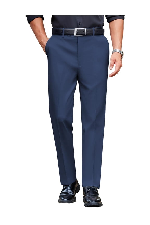 Men's Big and Tall Formal Pants Daily Elastic Waist Straight Trousers