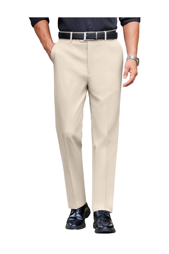Men's Big and Tall Formal Pants Daily Elastic Waist Straight Trousers