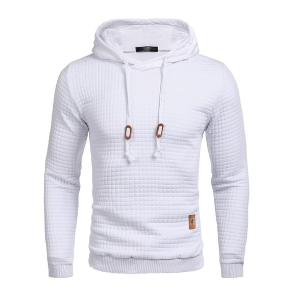 COOFANDY Men's Stylish Hoodies Sweatshirt Long Sleeve Hip Hop Pullover Drawstring Solid Plaid Jacquard Tops