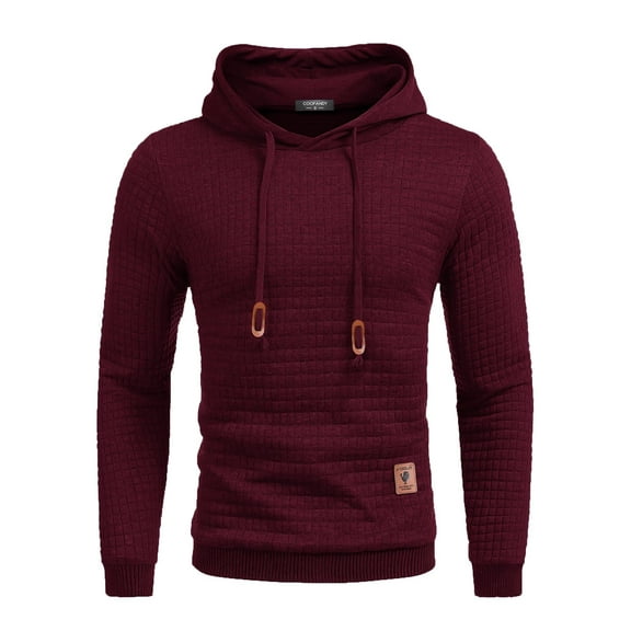 COOFANDY Men's Stylish Hoodies Sweatshirt Long Sleeve Hip Hop Pullover Drawstring Solid Plaid Jacquard Tops