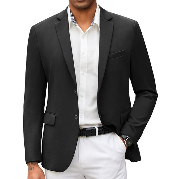 COOFANDY Mens Black Casual Blazer Dress Coat Stretch Business Suit Jacket Slim Fit Knit Sport Coat