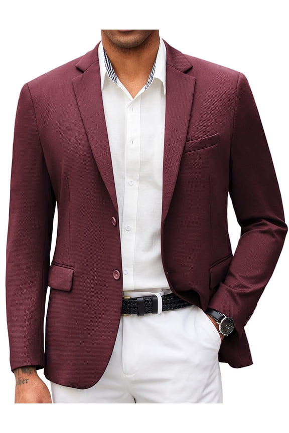 Men's Casual Suit Jacket Two Button Slim Fit Sport Coat Business Lightweight Formal Christmas Blazer