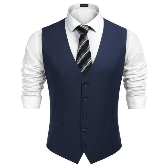 COOFANDY Men's Business Suit Vest Slim Fit Skinny Wedding Waistcoat Casual Vest