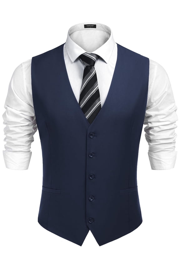 Men's Business Suit Vest Slim Fit Dress Vest Wedding Waistcoat