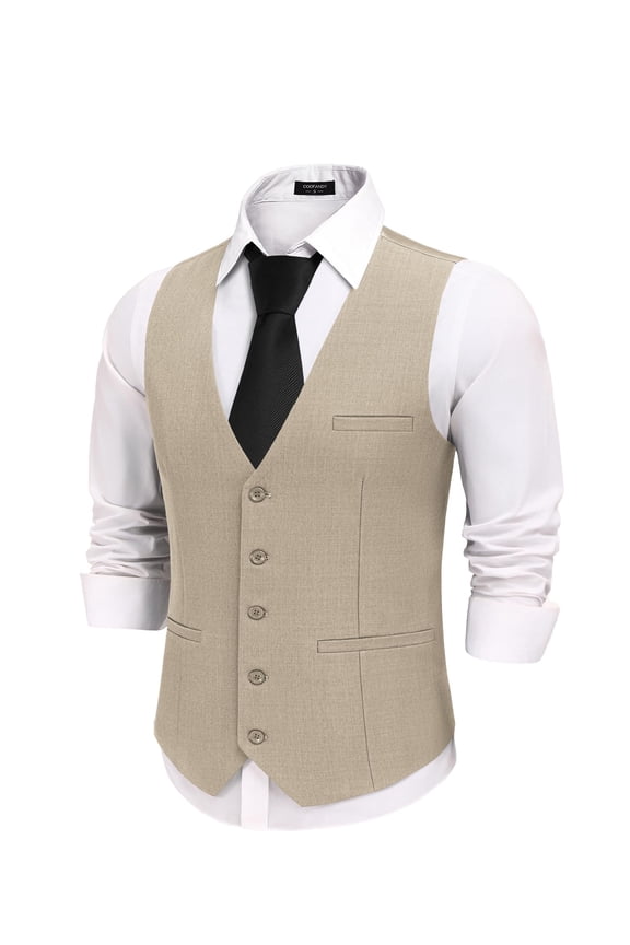 Men's Business Suit Vests Slim Fit Formal Dress Waistcoat Groomsman Vest For Wedding
