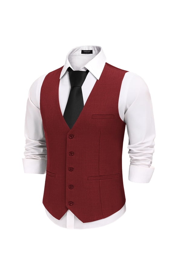 Men's Business Suit Vests Slim Fit Formal Dress Waistcoat Groomsman Vest For Wedding