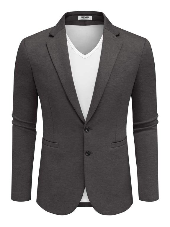 Men's Lightweight Two Button Knit Blazer - Casual Sport Coats Suit Jacket